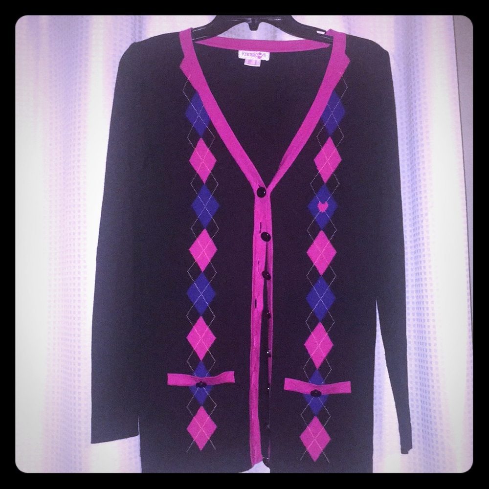 Black Cardigan with argyle print! Kensie Girl!